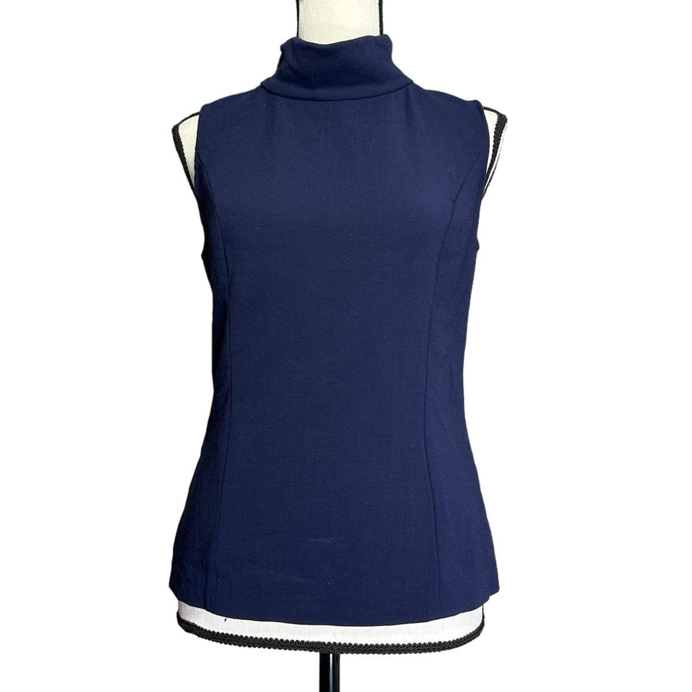 Ralph Lauren Black Label Women' s 10 Sleeveless Turtleneck Navy Blue Preppy